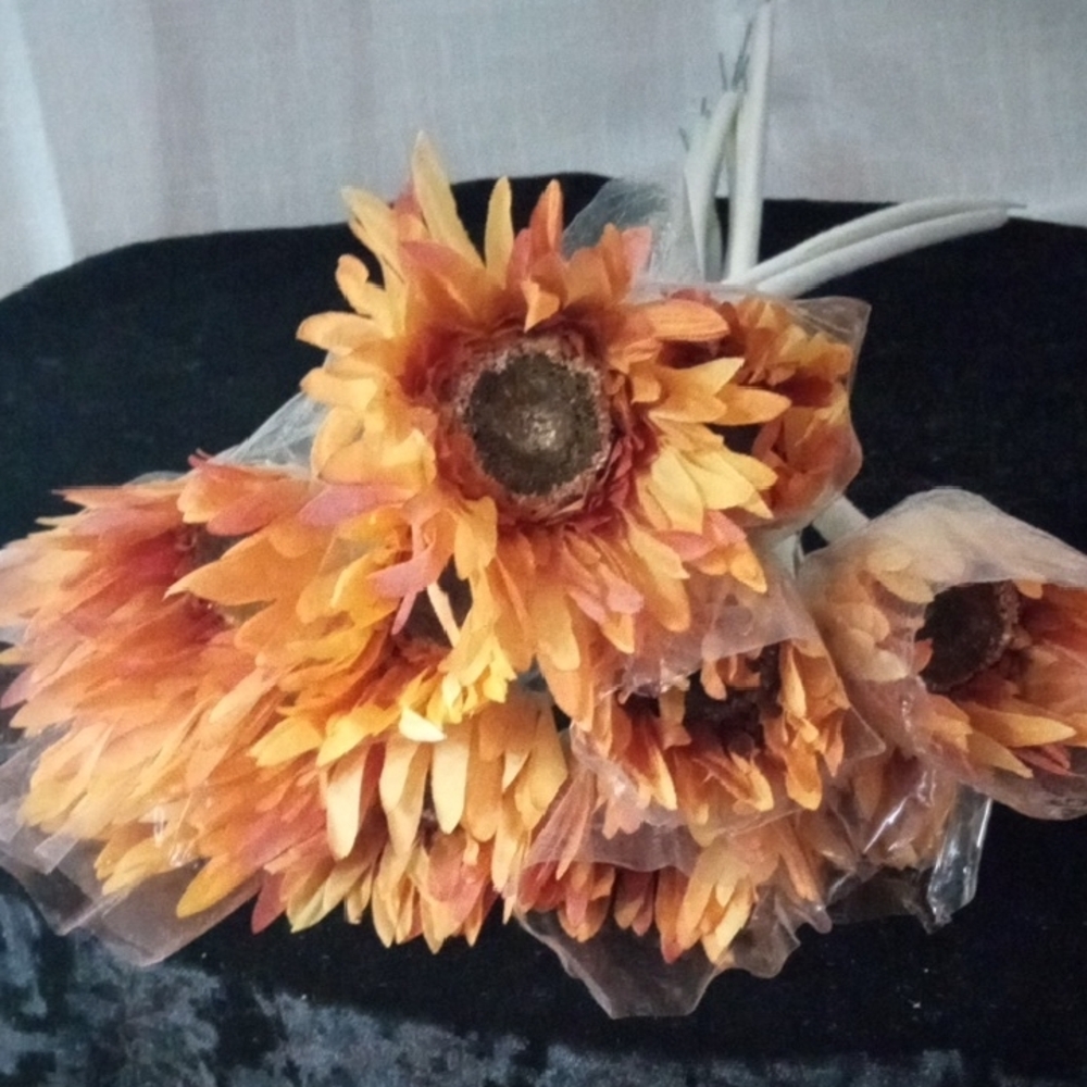 1 DOZ. Vibrant Orange & Yellow Gerber Daisy Faux Floral Accents